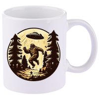 Alien And Bigfoot UFO Bigfoot Alien 11oz C Handle Ceramic Mug