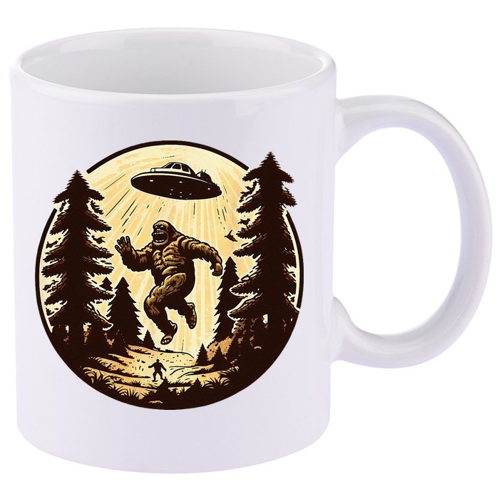 Alien And Bigfoot UFO Bigfoot Alien 11oz C Handle Ceramic Mug
