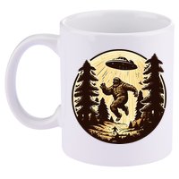 Alien And Bigfoot UFO Bigfoot Alien 11oz C Handle Ceramic Mug