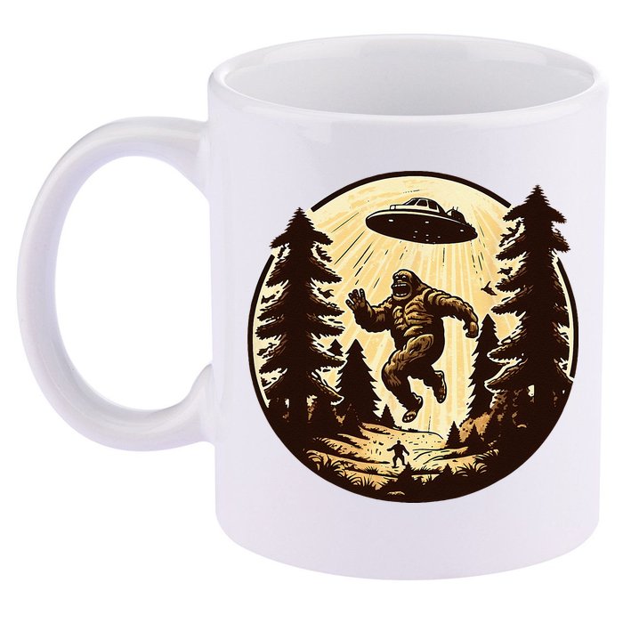 Alien And Bigfoot UFO Bigfoot Alien 11oz C Handle Ceramic Mug