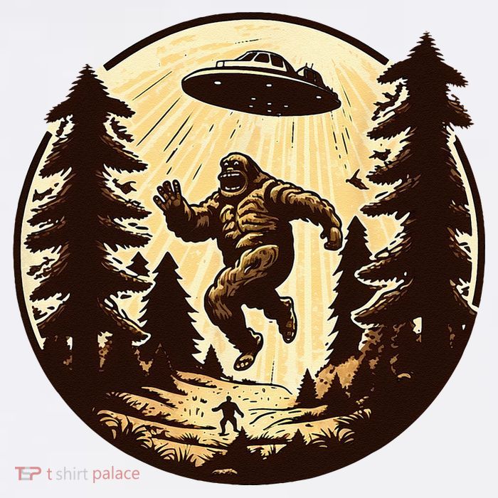 Alien And Bigfoot UFO Bigfoot Alien Flatbill Hat