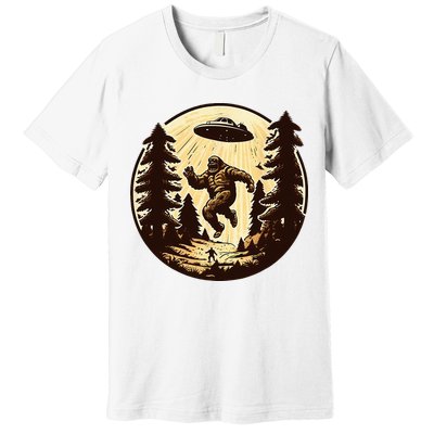 Alien And Bigfoot UFO Bigfoot Alien Premium T-Shirt