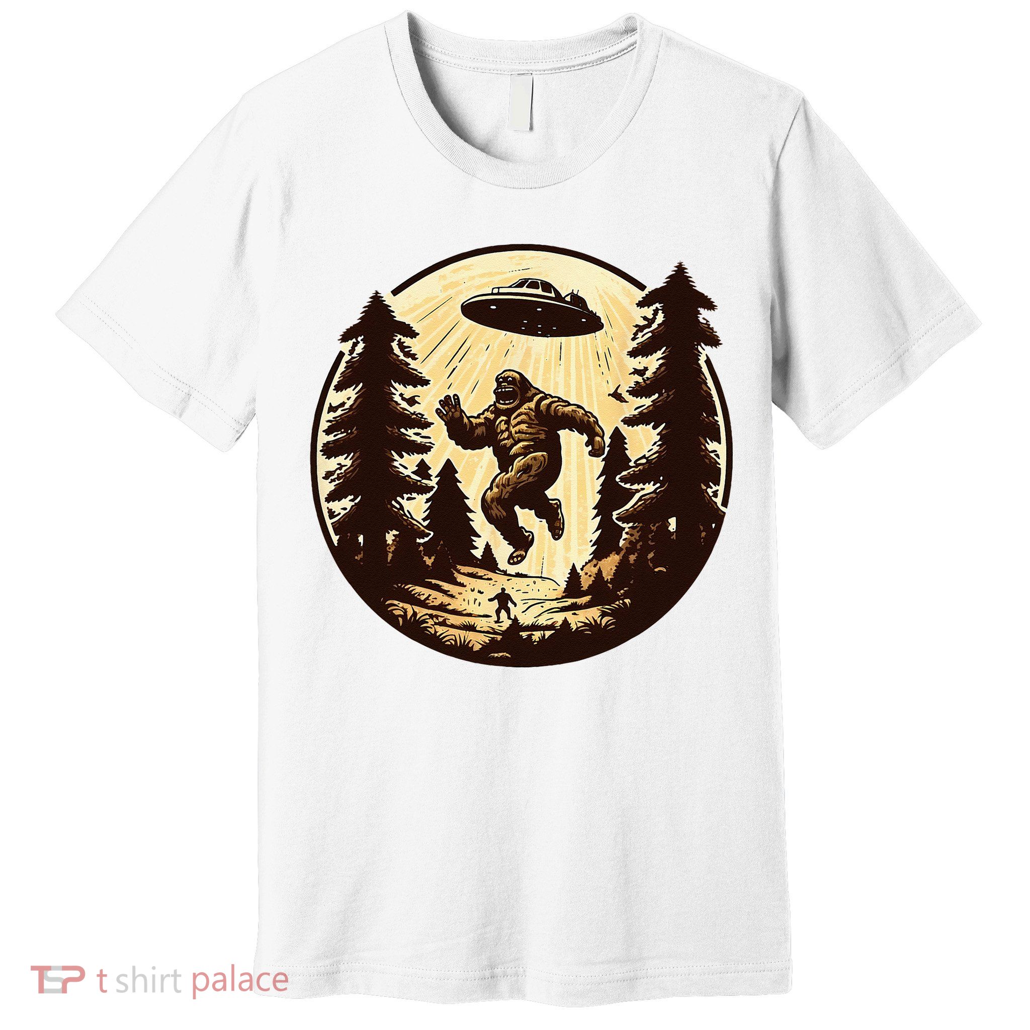 Alien And Bigfoot UFO Bigfoot Alien Premium T-Shirt