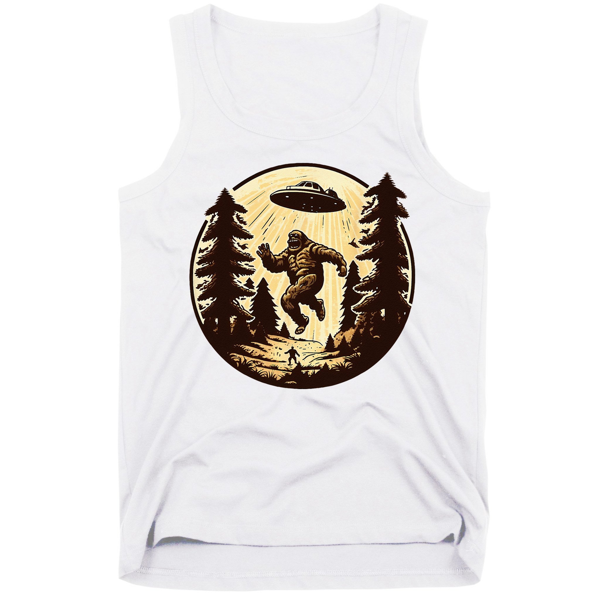 Alien And Bigfoot UFO Bigfoot Alien Tank Top