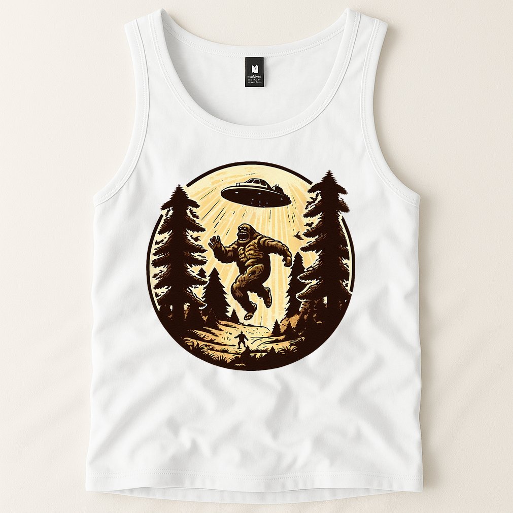 Alien And Bigfoot UFO Bigfoot Alien Tank Top