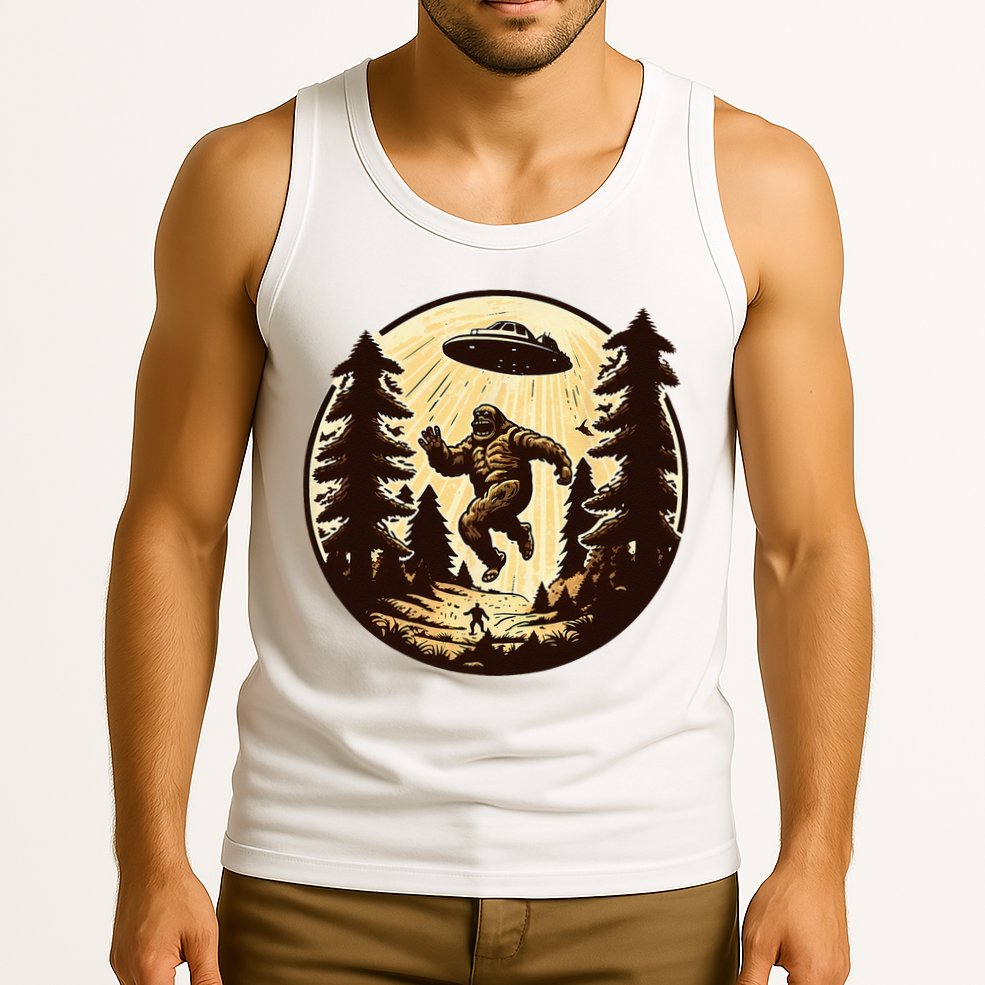 Alien And Bigfoot UFO Bigfoot Alien Tank Top