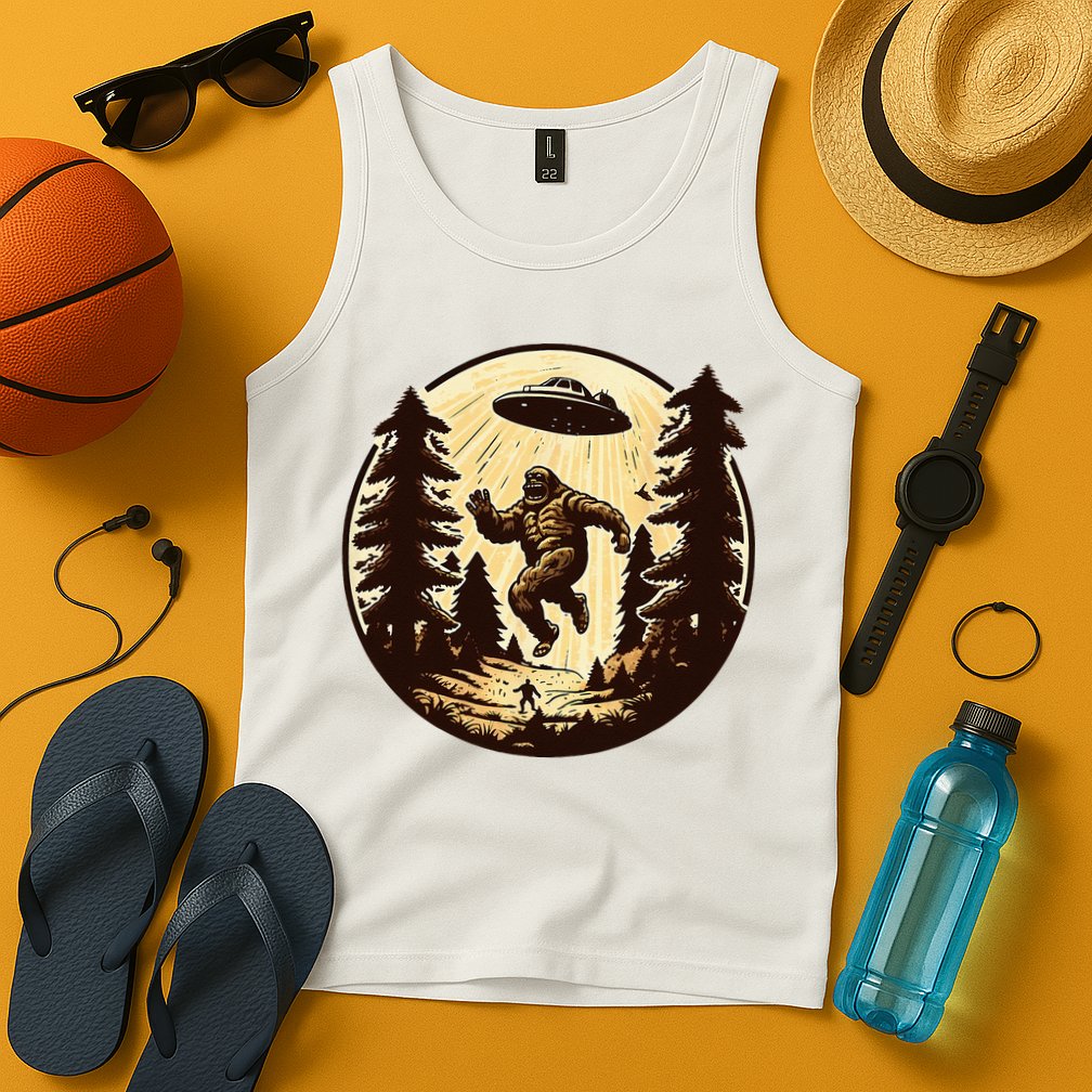 Alien And Bigfoot UFO Bigfoot Alien Tank Top