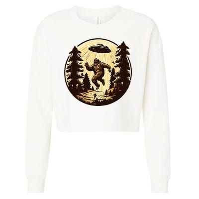 Alien And Bigfoot UFO Bigfoot Alien Cropped Pullover Crew
