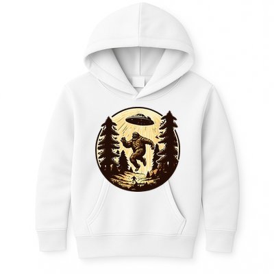 Alien And Bigfoot UFO Bigfoot Alien Kids Hoodie