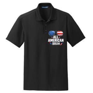 All American Bruh Fourth Of July American Dry Zone Grid Polo