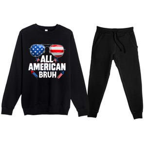 All American Bruh Fourth Of July American Premium Crewneck Sweatsuit Set