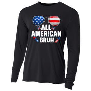 All American Bruh Fourth Of July American Cooling Performance Long Sleeve Crew