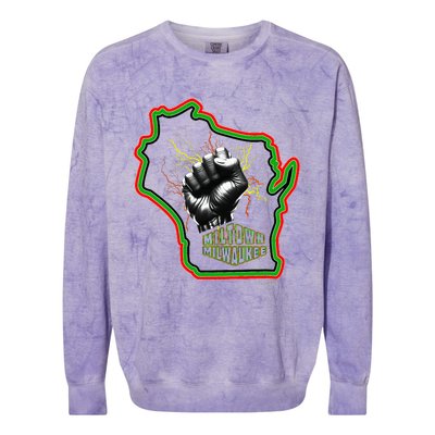 African American Blackpower Wisconsin Milwaukee Map Colorblast Crewneck Sweatshirt