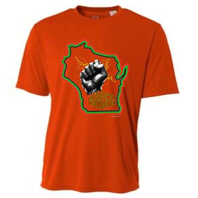 African American Blackpower Wisconsin Milwaukee Map Cooling Performance Crew T-Shirt