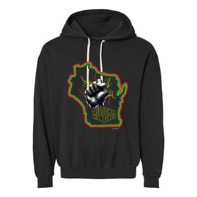 African American Blackpower Wisconsin Milwaukee Map Garment-Dyed Fleece Hoodie