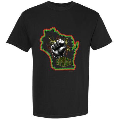 African American Blackpower Wisconsin Milwaukee Map Garment-Dyed Heavyweight T-Shirt