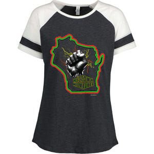 African American Blackpower Wisconsin Milwaukee Map Enza Ladies Jersey Colorblock Tee