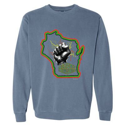 African American Blackpower Wisconsin Milwaukee Map Garment-Dyed Sweatshirt