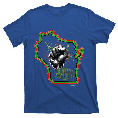 African American Blackpower Wisconsin Milwaukee Map T-Shirt