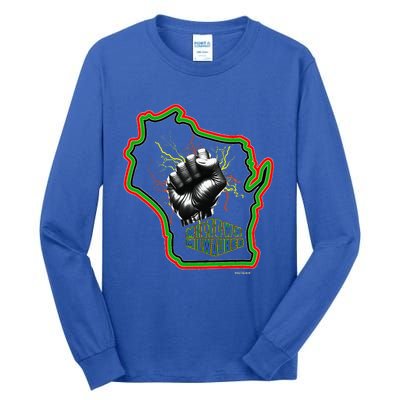 African American Blackpower Wisconsin Milwaukee Map Tall Long Sleeve T-Shirt