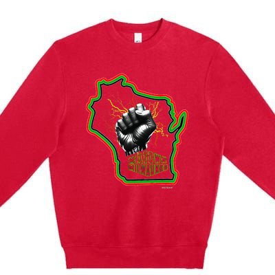 African American Blackpower Wisconsin Milwaukee Map Premium Crewneck Sweatshirt