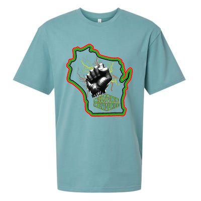 African American Blackpower Wisconsin Milwaukee Map Sueded Cloud Jersey T-Shirt