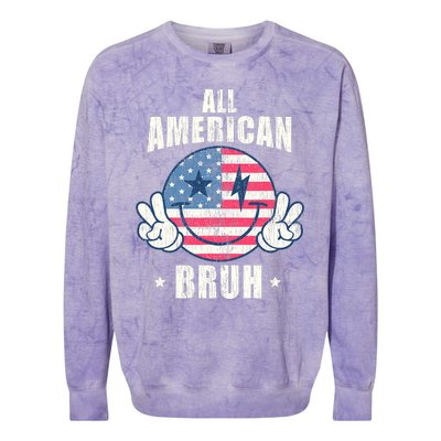 All American Bruh 4th Of July Boy Patriotic Colorblast Crewneck Sweatshirt