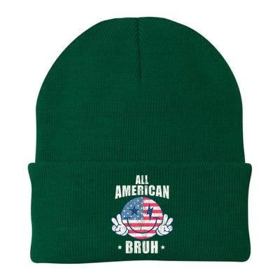 All American Bruh 4th Of July Boy Patriotic Knit Cap Winter Beanie