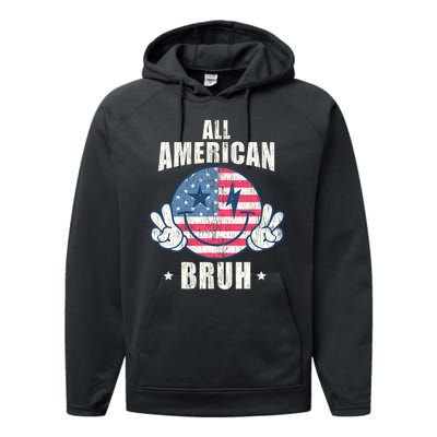 All American Bruh 4th Of July Boy Patriotic Performance Fleece Hoodie