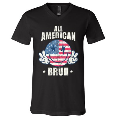 All American Bruh 4th Of July Boy Patriotic V-Neck T-Shirt