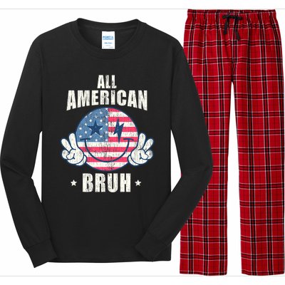 All American Bruh 4th Of July Boy Patriotic Long Sleeve Pajama Set