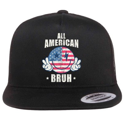 All American Bruh 4th Of July Boy Patriotic Flat Bill Trucker Hat