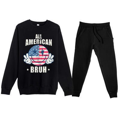 All American Bruh 4th Of July Boy Patriotic Premium Crewneck Sweatsuit Set