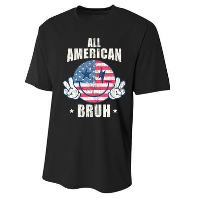 All American Bruh 4th Of July Boy Patriotic Performance Sprint T-Shirt