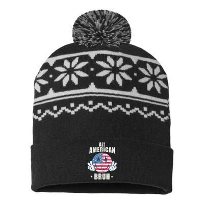 All American Bruh 4th Of July Boy Patriotic USA-Made Snowflake Beanie