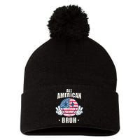 All American Bruh 4th Of July Boy Patriotic Pom Pom 12in Knit Beanie