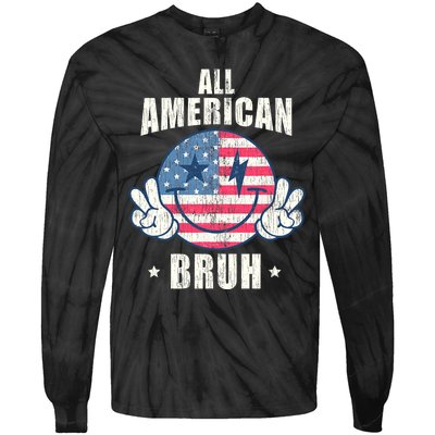 All American Bruh 4th Of July Boy Patriotic Tie-Dye Long Sleeve Shirt