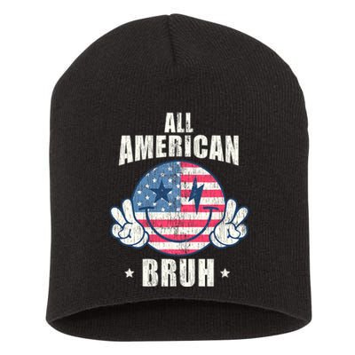 All American Bruh 4th Of July Boy Patriotic Short Acrylic Beanie