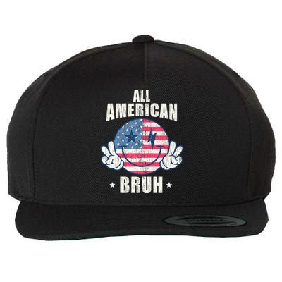 All American Bruh 4th Of July Boy Patriotic Wool Snapback Cap