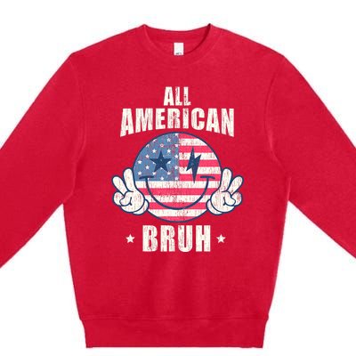 All American Bruh 4th Of July Boy Patriotic Premium Crewneck Sweatshirt