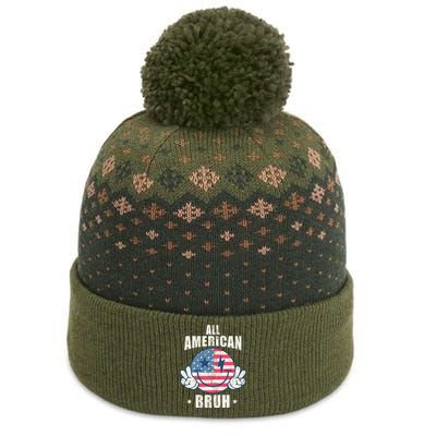 All American Bruh 4th Of July Boy Patriotic The Baniff Cuffed Pom Beanie