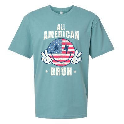 All American Bruh 4th Of July Boy Patriotic Sueded Cloud Jersey T-Shirt