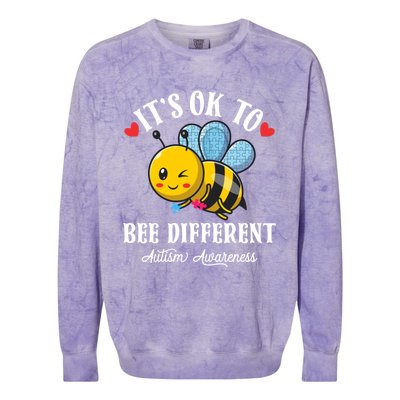 Autism Awareness Bee ItS Ok To Be Different Autistic Bees Gift Colorblast Crewneck Sweatshirt