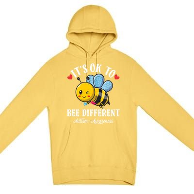 Autism Awareness Bee ItS Ok To Be Different Autistic Bees Gift Premium Pullover Hoodie