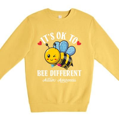 Autism Awareness Bee ItS Ok To Be Different Autistic Bees Gift Premium Crewneck Sweatshirt