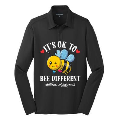 Autism Awareness Bee ItS Ok To Be Different Autistic Bees Gift Silk Touch Performance Long Sleeve Polo