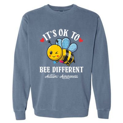 Autism Awareness Bee ItS Ok To Be Different Autistic Bees Gift Garment-Dyed Sweatshirt