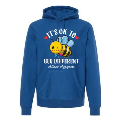 Autism Awareness Bee ItS Ok To Be Different Autistic Bees Gift Premium Hoodie