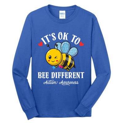 Autism Awareness Bee ItS Ok To Be Different Autistic Bees Gift Tall Long Sleeve T-Shirt