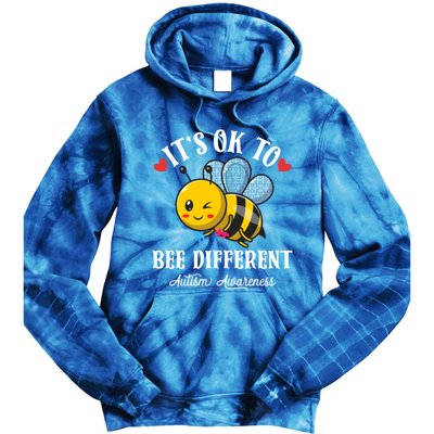 Autism Awareness Bee ItS Ok To Be Different Autistic Bees Gift Tie Dye Hoodie